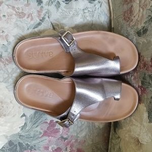 Strive JAVA leather Pewter metallic sandals